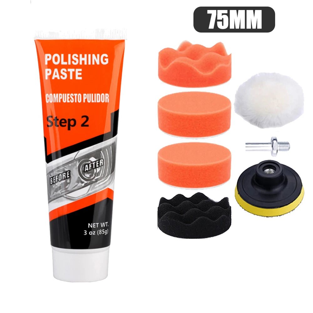 Car Headlight Restoration Kit with Polishing Paste, Sanding & Wax
