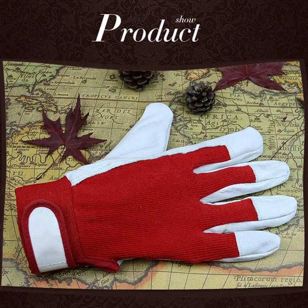 1pair Mechanic Work Glove Leather Welding Coat Heavy Industrial Glove Red White Heavy Sports Protective Gloves Sport Glove