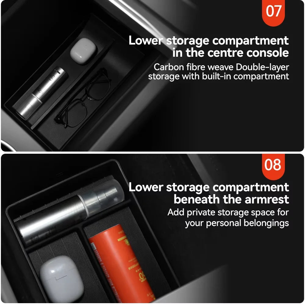 Center Console Hidden Storage Box for Tesla Model 3 and Model Y