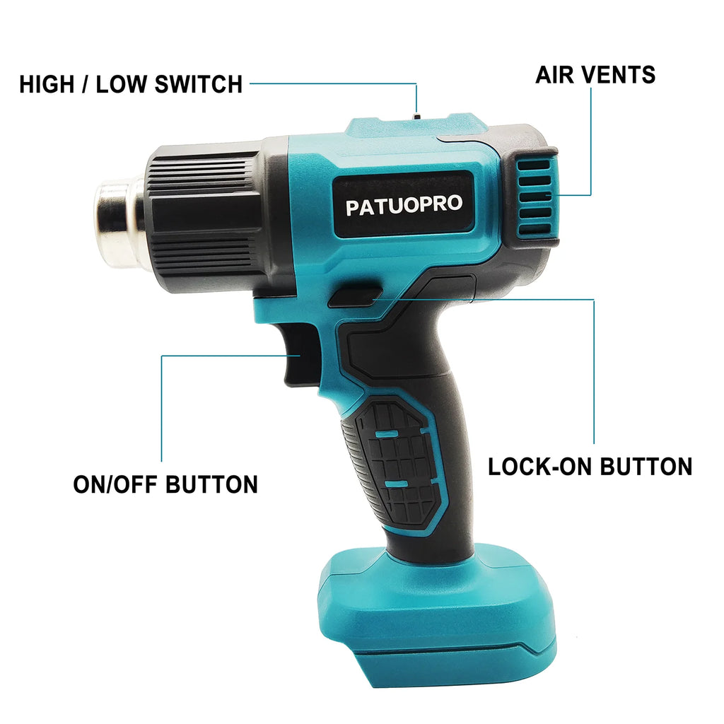 Cordless Hot Air Heat Gun Industrial Handheld Adjustable Temperature 18V (No Battery)