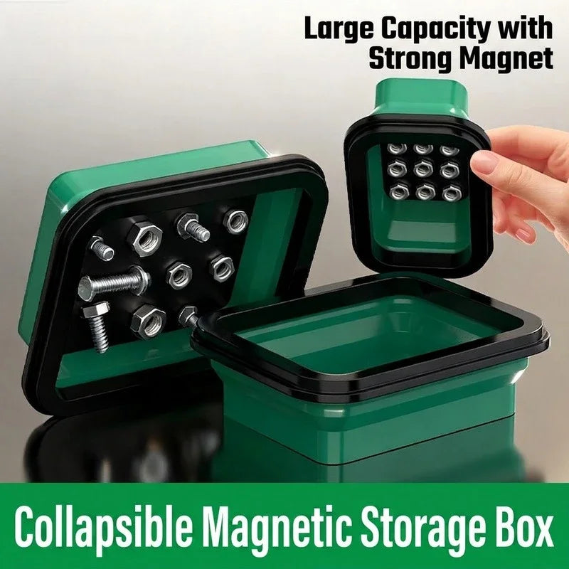 Magnetic Foldable Silicone Tray, Strong Magnetic Depth, Large Space for Convenient Storage of Screw Metal Parts, Auto Repair DIY