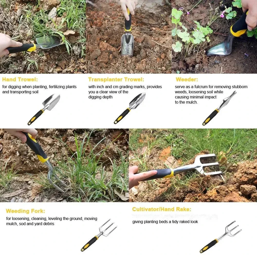 Garden Hand Tool Set – Trowel, Rake, Cultivator & Weeder