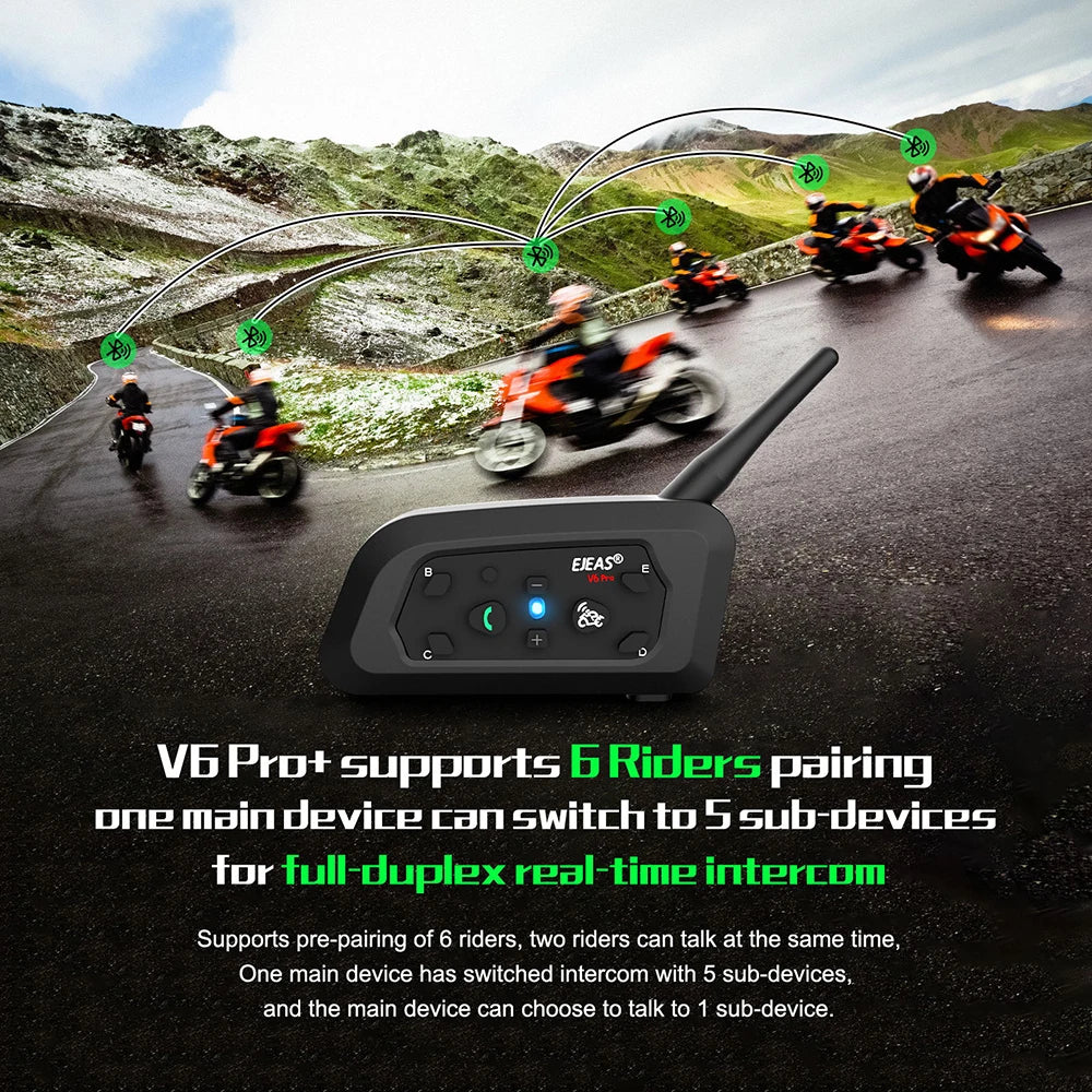 EJEAS V6 Pro+ Motorcycle Bluetooth Intercom Headset, 800m IP67 - image 11