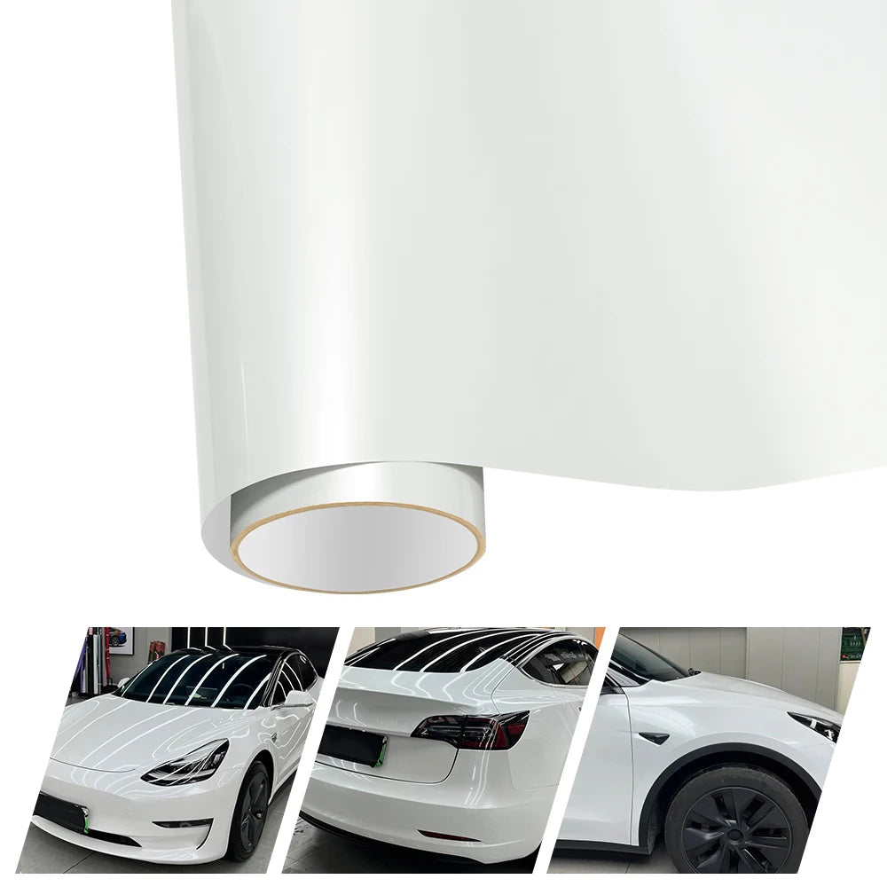 Gloss Pearl White Car Wrap Vinyl Film Roll – Self Adhesive