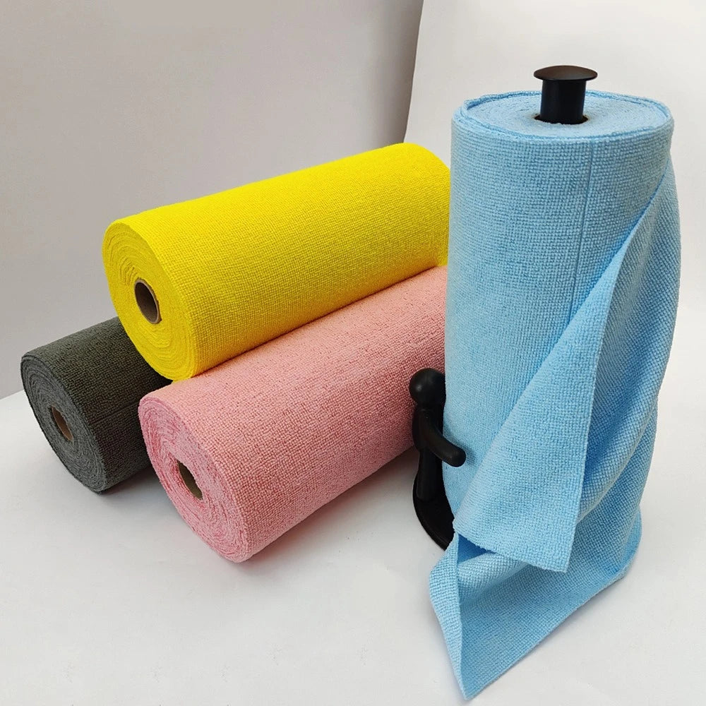 Car Washing Rag 50pcs/Roll Microfiber Tear-Towel Reusable Cleaning Rag Multi-Purpose Dishwashing Towels For Tableware Car Wash