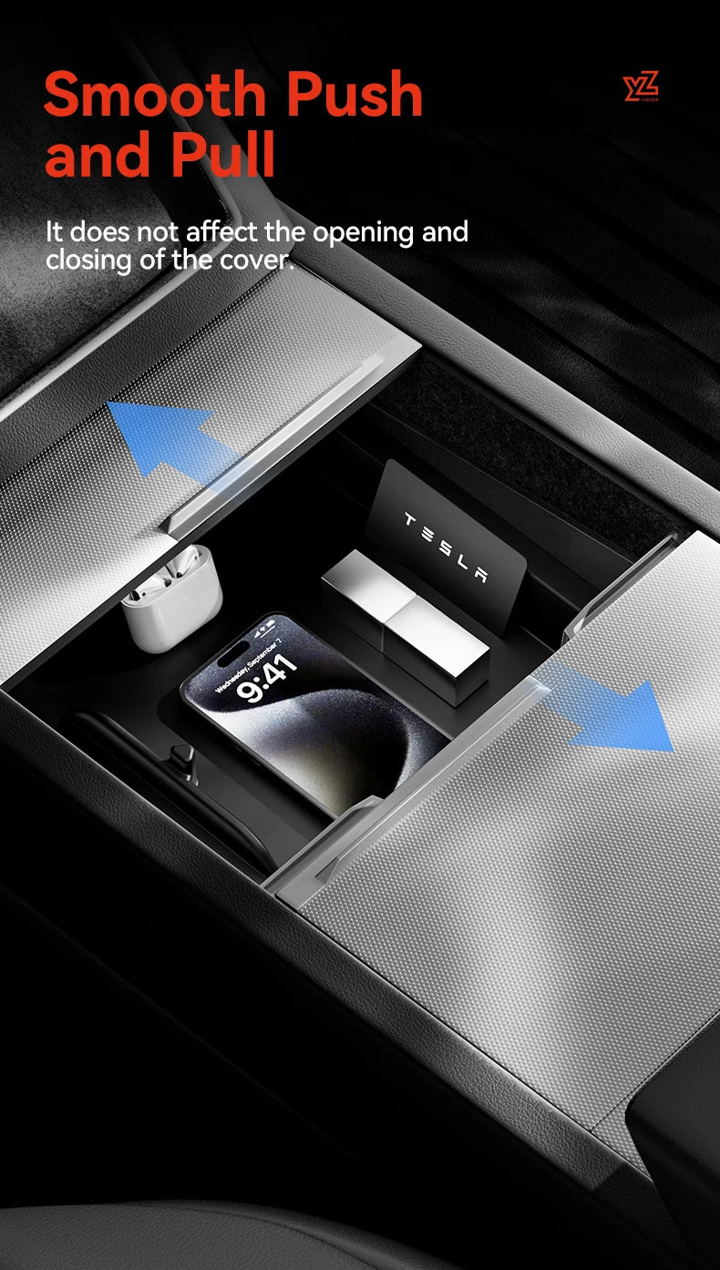 Double-Layer Armrest Storage Box for Tesla Model Y and Model 3