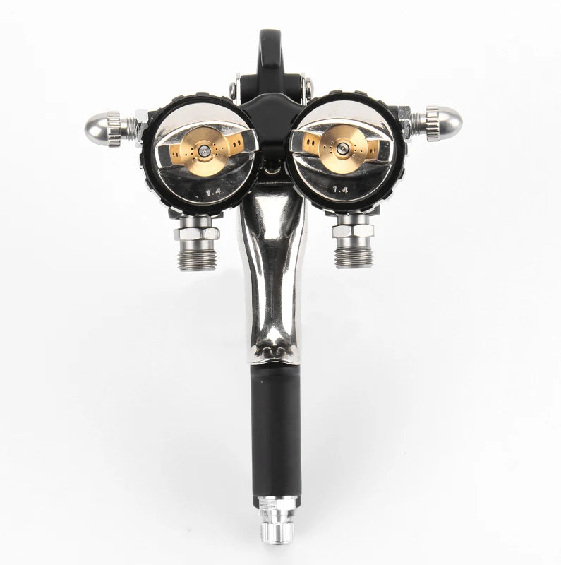 Double Nozzle chrome paint spray Gun Dual Head Sprayer