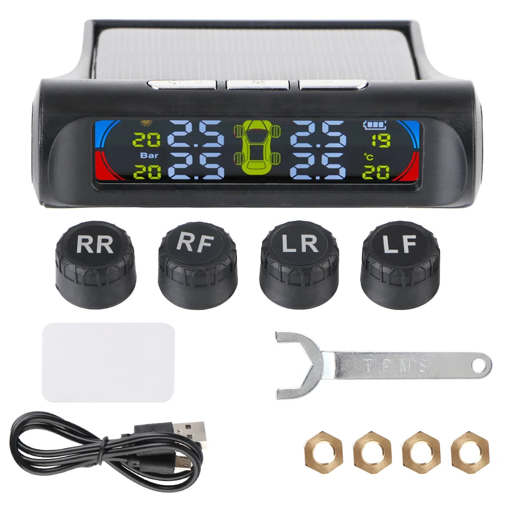 Solar Tire Pressure Monitoring System with External TPMS Sensors
