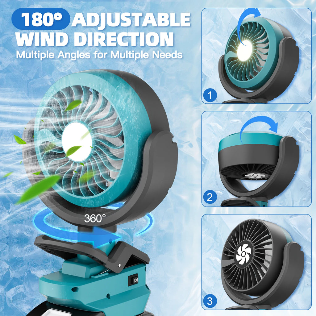 2-in-1 Cordless Fan & Camping Light for Makita BL1830 - image 6