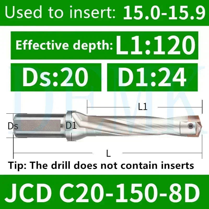 Indexable U Drill with Internal Cooling, 3D-10D, 10-25mm Diameter