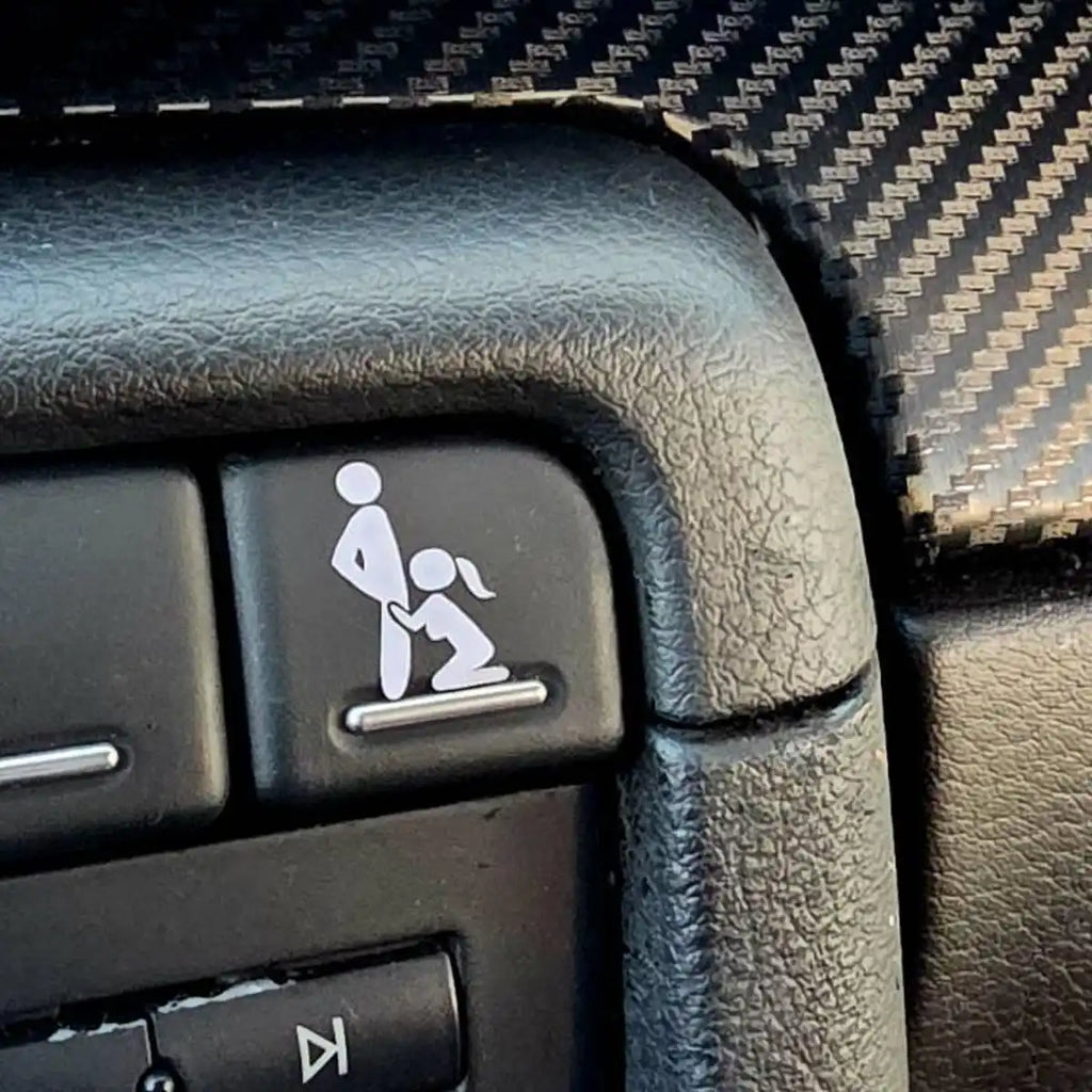 Funny Vinyl Button Stickers for Car Interior, 2-Piece