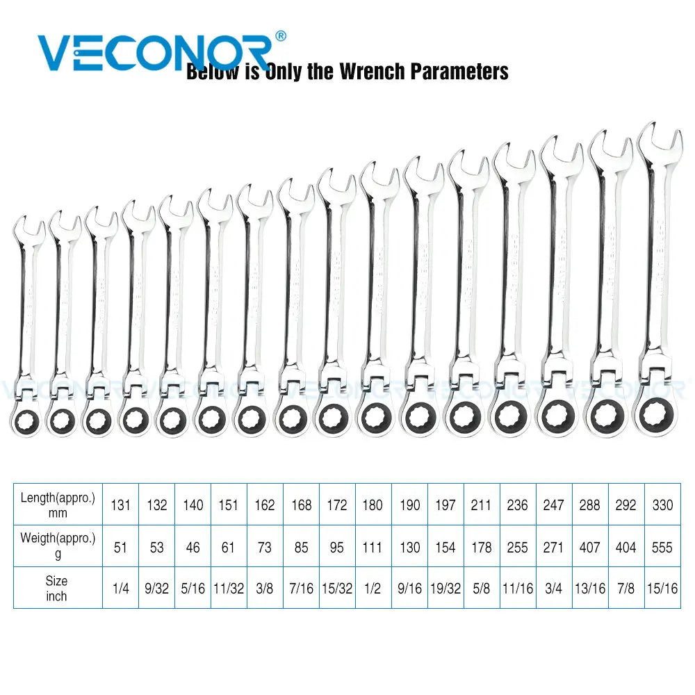 Universal Flexible Head Ratchet Wrench - 1/4" to 15/16" - image 4