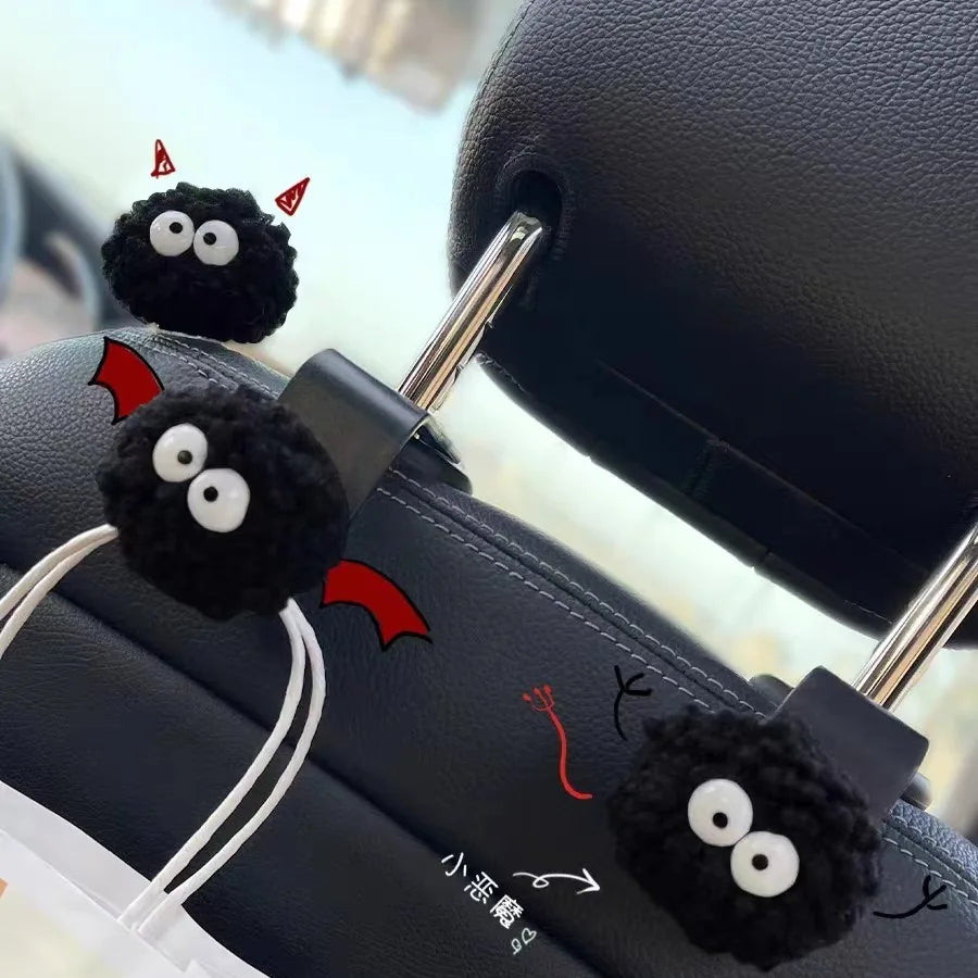 Car Hook Cute Coal Ball Multi Function Car Seat Back Hook Sticky Hook for Vehicle Interior