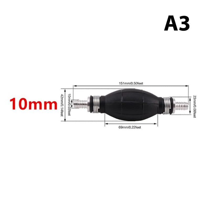 Hand Fuel Pump Line with Primer Bulb 6/8/10/12mm for Car Boat and Outboard
