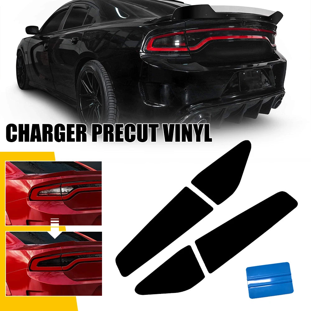 Smoked Vinyl Tail Light Overlays for Dodge Charger 2015-2022 (4 Pack)