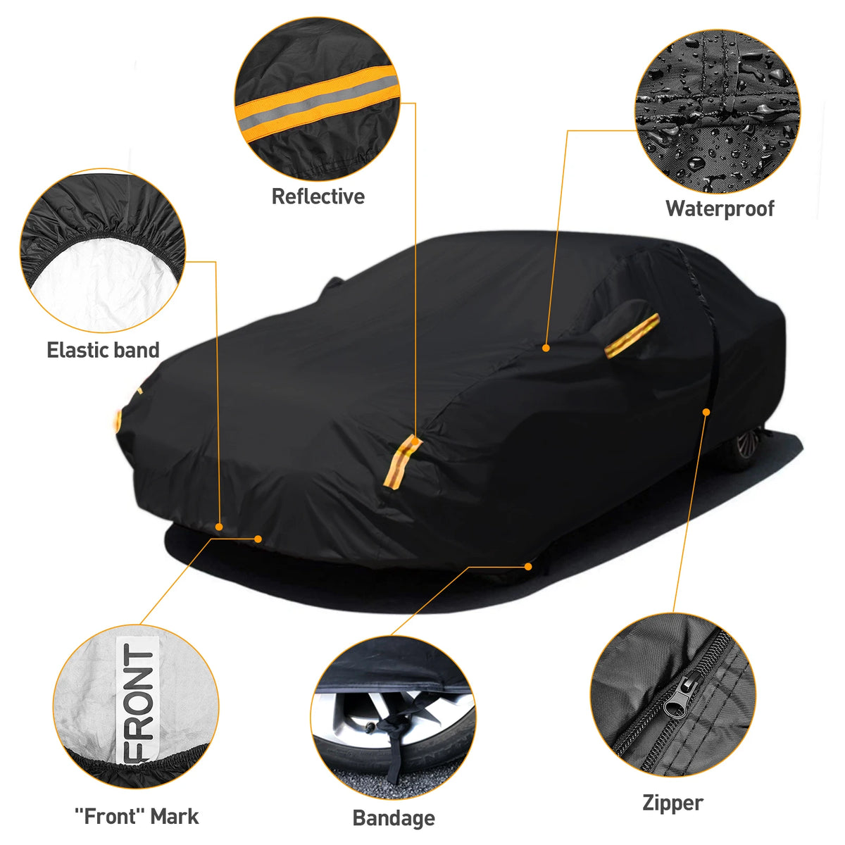 Universal Waterproof Car Cover for Sedans, 210D All-Weather - view 6