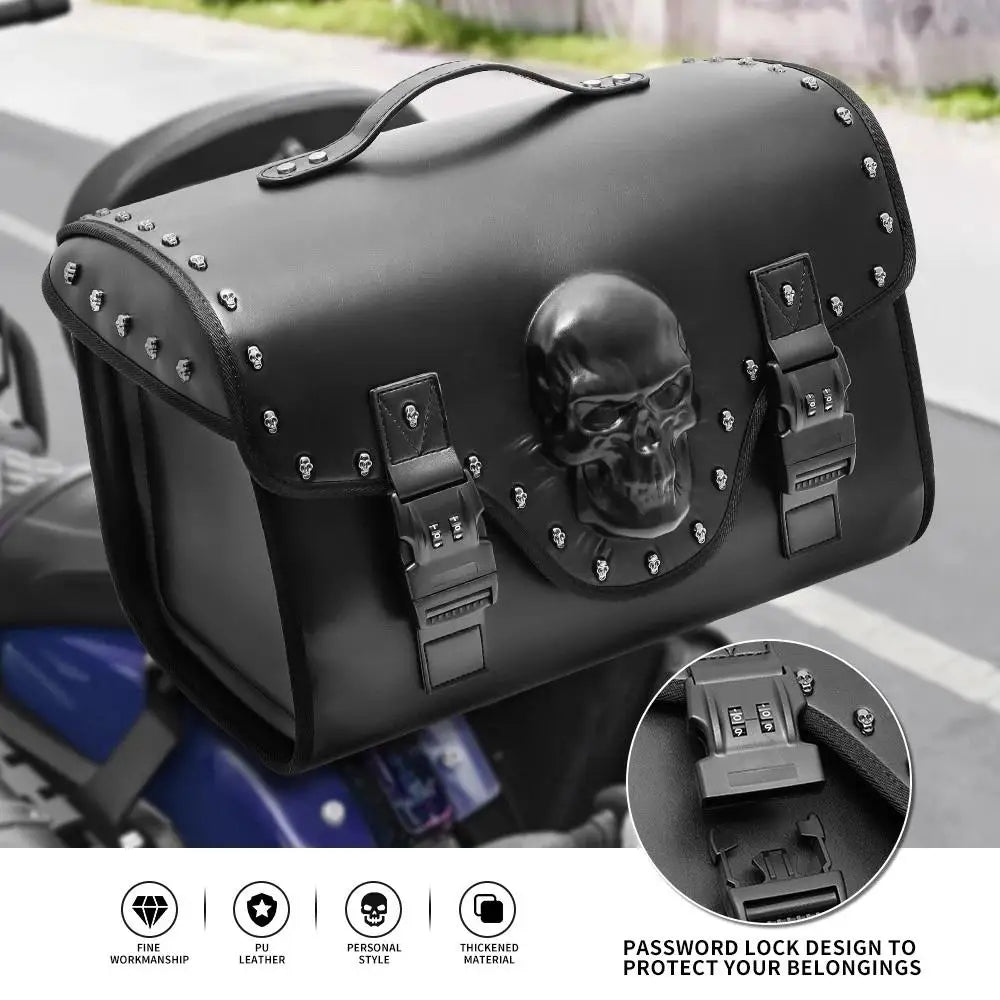 32L Studded PU Leather Motorcycle Tail Bag, Waterproof - image 2
