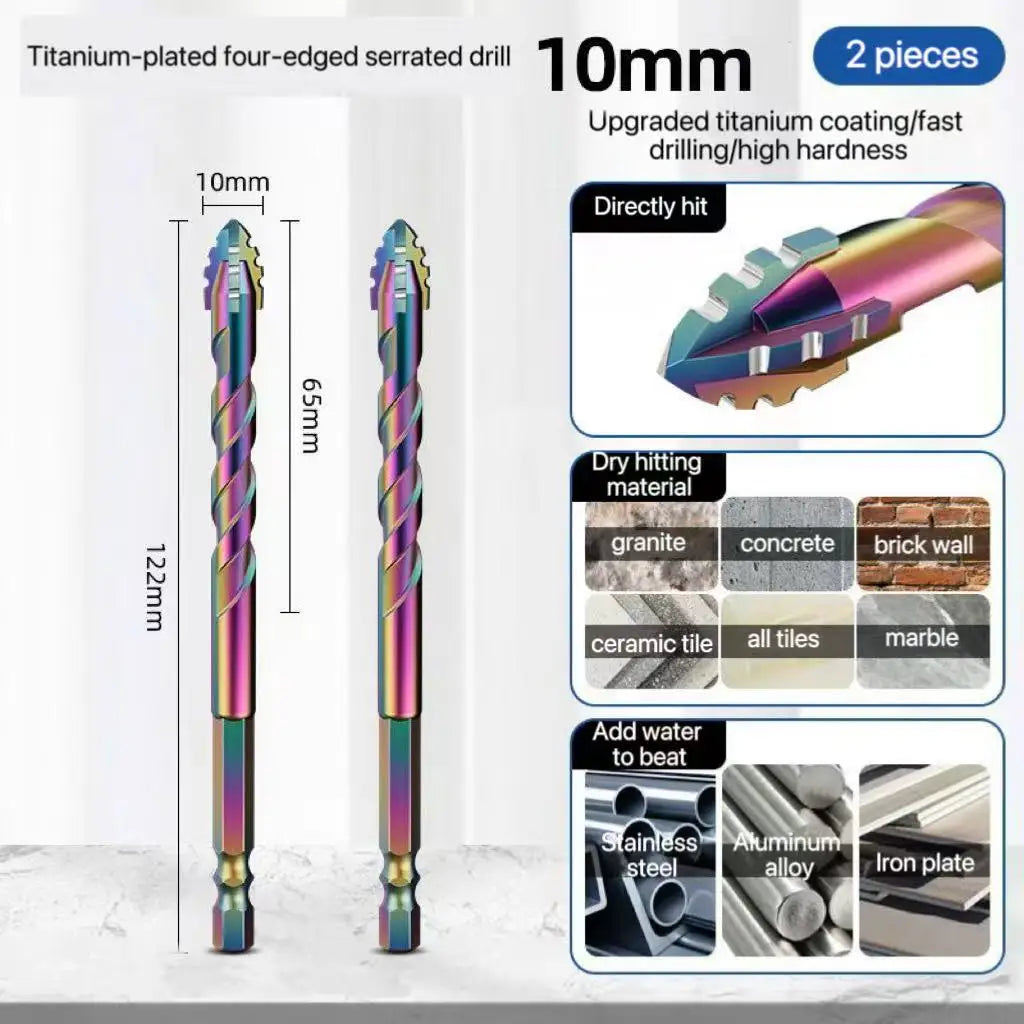 3-12mm Four-Edge Serrated Drill Bit Set for Glass, Tile, Concrete & Metal