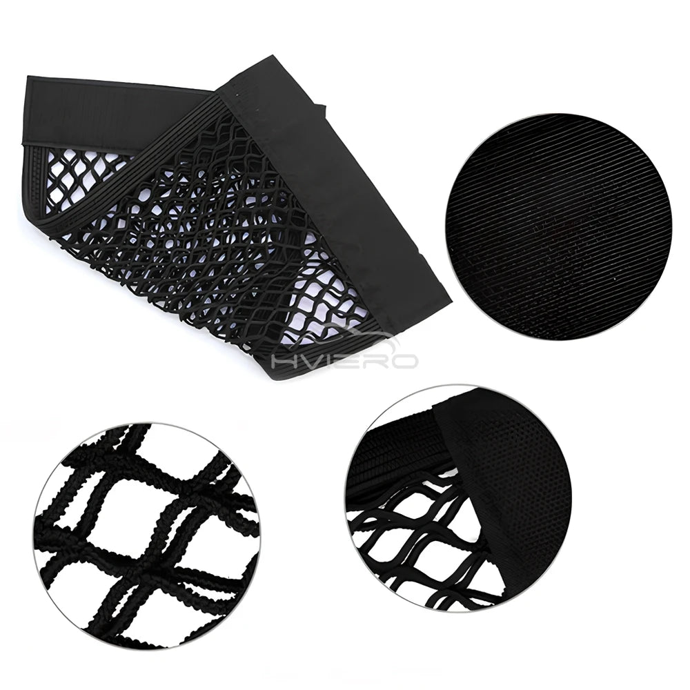 1X Car Back Rear Trunk Organizer Net Mesh Seat Elastic String Magic Sticker Universal Storage Bag Pocket Auto Put Paper Stowing