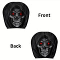 Skull and Flame Print Car Headrest Covers, Set of 2