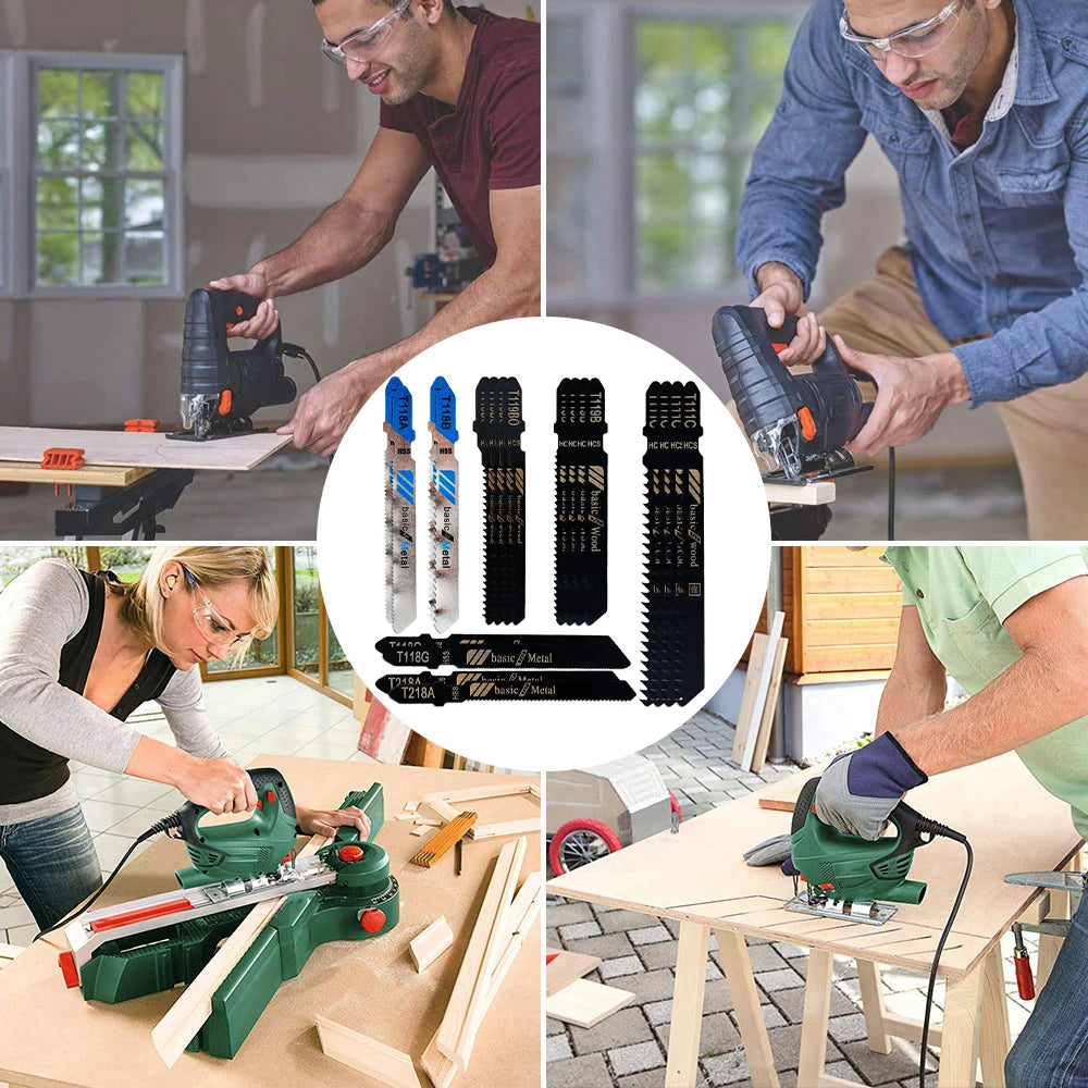 20-Piece Jigsaw Blades Set with Plastic Box – T-Shank HCS