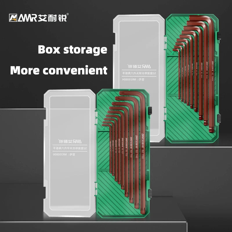 AMR Allen Key 9pcs/Set  Allen Hex Wrench Screwdriver Set with Storage Box Universal Torque Long Metric for Motorcycles Bicycles