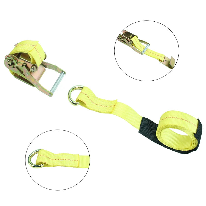 Ratchet Tie Down Strap Kit with Snap Hooks Car Tire Straps for Car Truck and Trailer