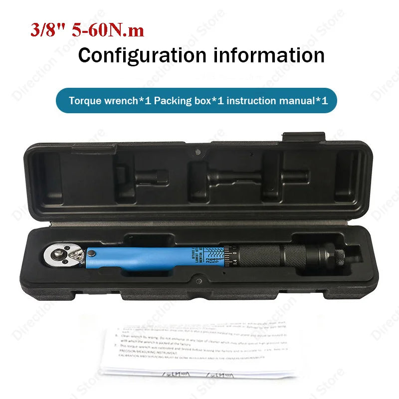 Bidirectional Preset Torque Wrench 3/8 Inch for Bicycle Motorcycle Car Repair