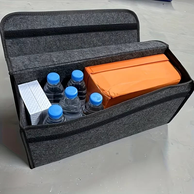 Foldable Felt Car Trunk Storage Box, Dark Gray