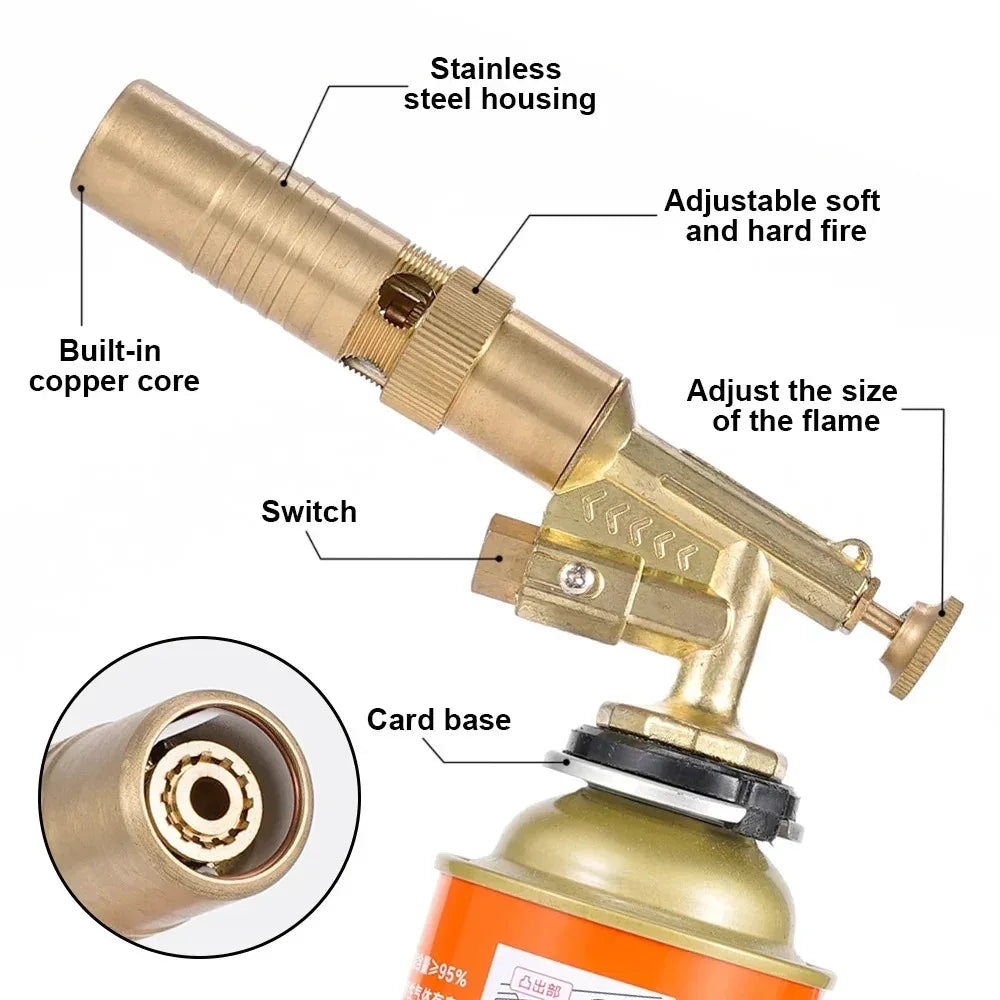 Gas Burner Welding Torch Gold Copper Portable Welding Gas Torch High-Temperature Flame Gas Blow Torch For BBQ Welding & Cooking