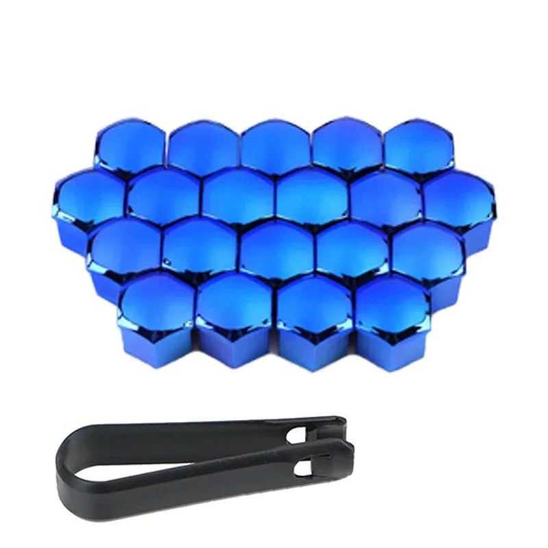 17/19/21mm Car Wheel Tire Nut Caps Auto Tyre Hub Anti-Rust Dustproof Screw Bolt Cover Protection Cover Red Blue Silver 20Pcs/set