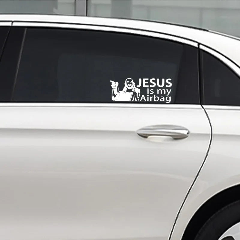 Jesus Is My Airbag Funny Car Sticker, Bumper and Window Decal - view 12