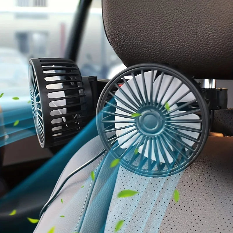 Double-Head USB Car Fan for Dashboard and Console - view 2