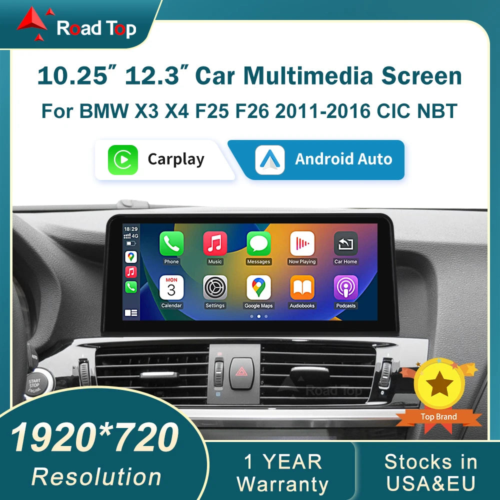 12.3" Wireless CarPlay Android Auto Screen for BMW X3/X4 2011-2016