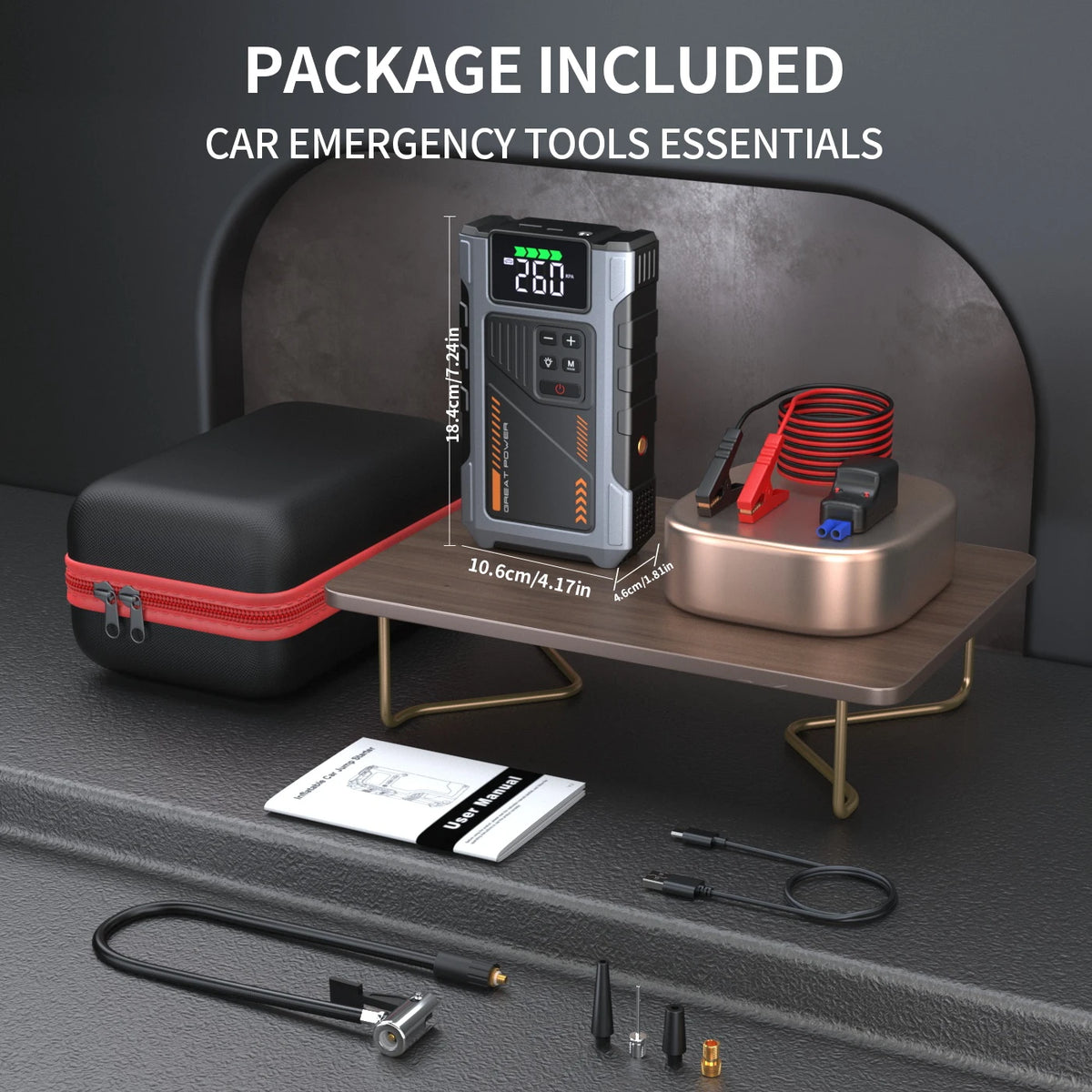 3000A Portable Car Jump Starter & Tire Inflator with LED Light - image 5