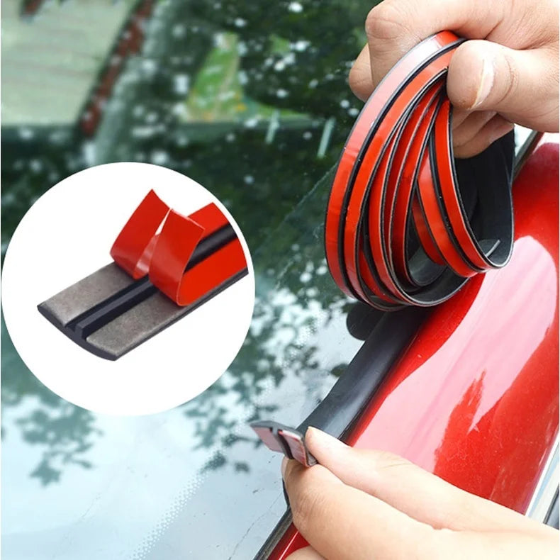 Car windshield sealing strip 2m, T-type rubber seal against leaks and wind noise