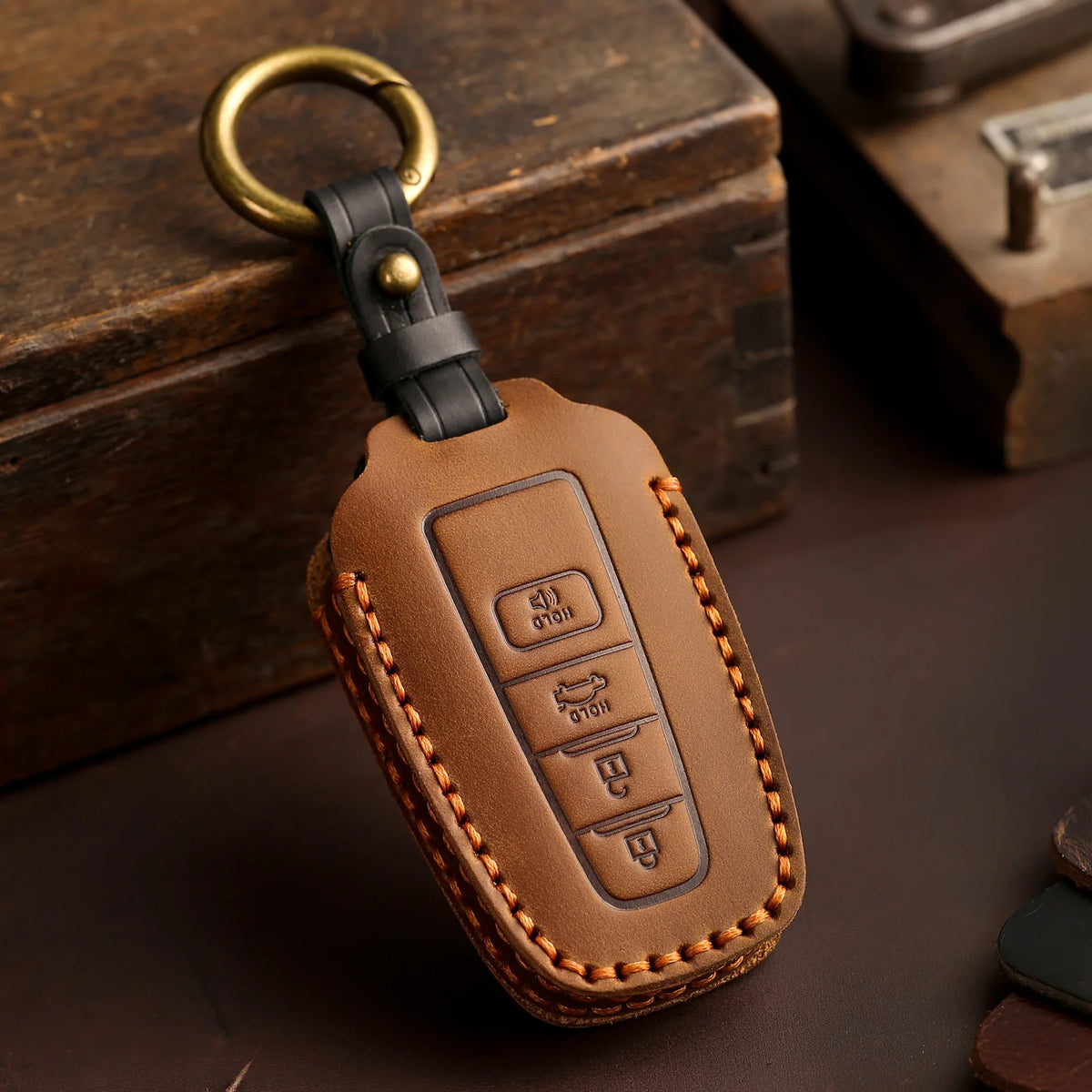 Genuine Leather Key Fob Case for Toyota Camry RAV4 CHR - image 5