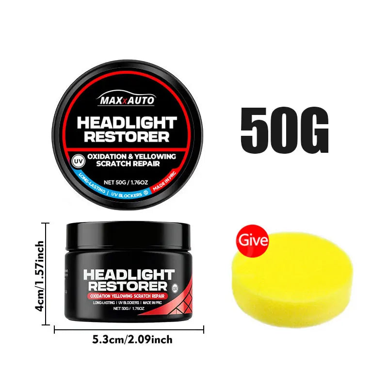 Car Headlight Restoration Kit, Removes Yellowing, Scratches & Haze