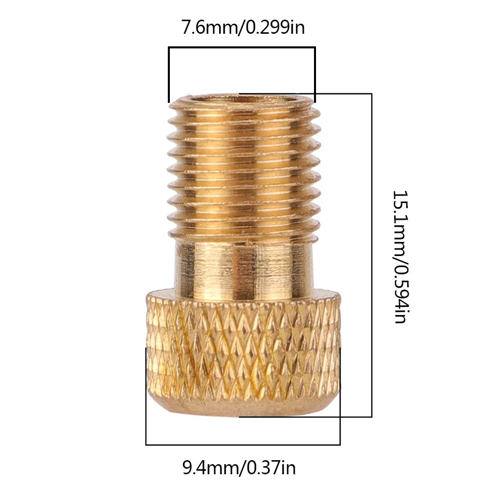 Bicycle Presta To Schrader Adapter Bike Tire Valve Adapter Copper Golden Bicycle Pump Tire Valve Connectors F/V To A/V Converter