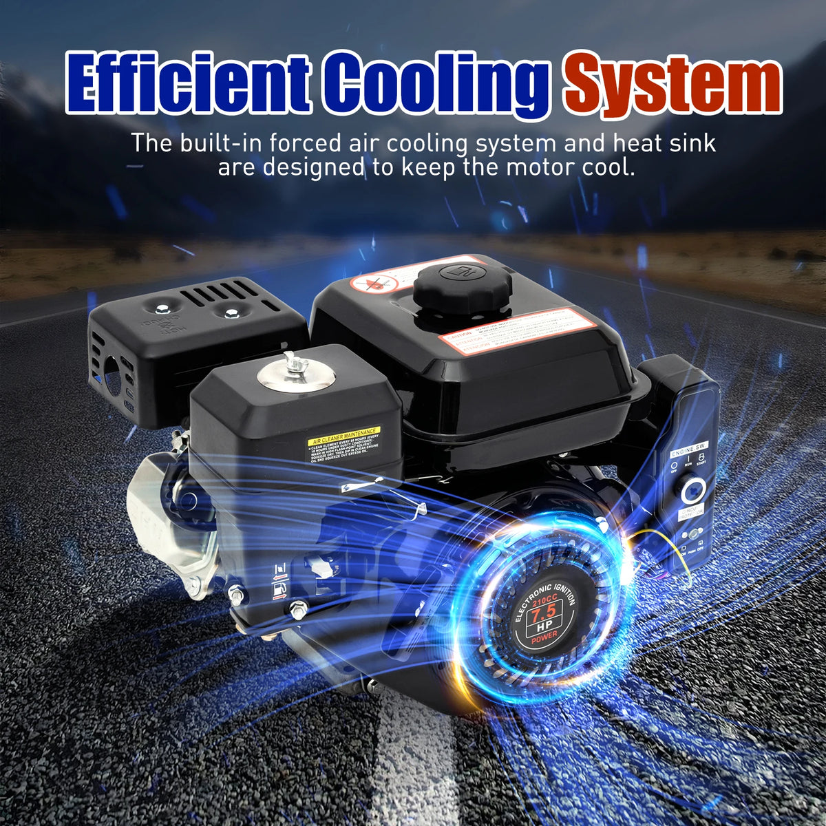 7.5HP 210cc 4-Stroke Gas Engine with Electric Start for Go Karts