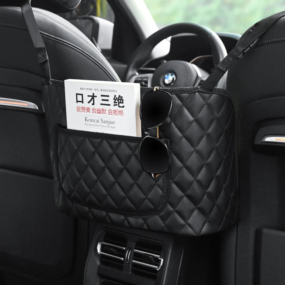 Large Car Middle Seat Storage Bag with Net Pocket