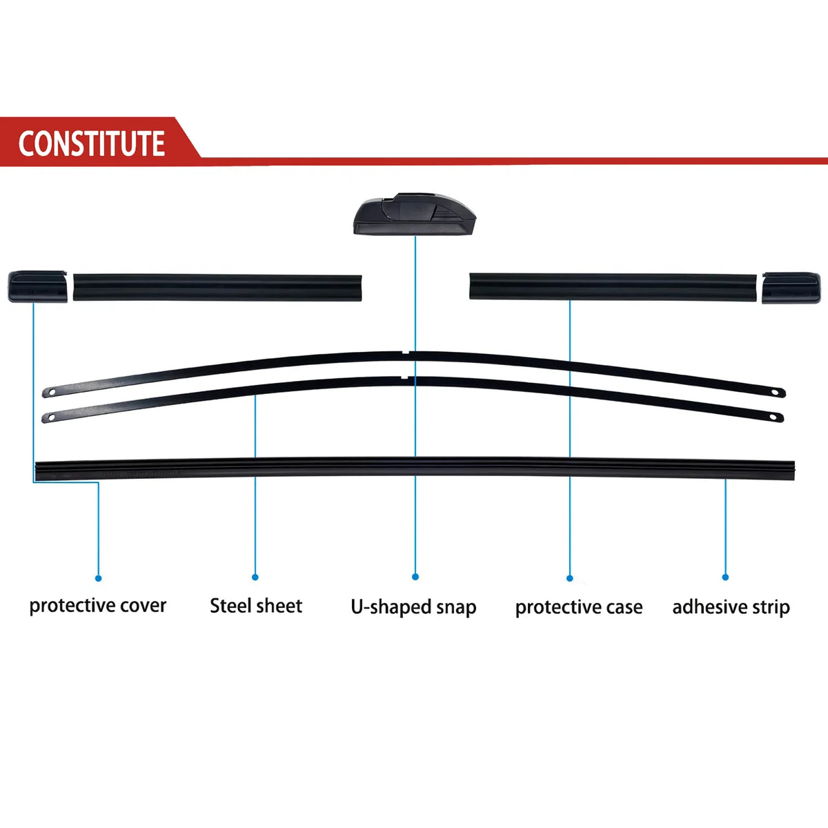 Toyota Yaris Windshield Wiper Blades 2011-2019 All-Weather Set - image 3