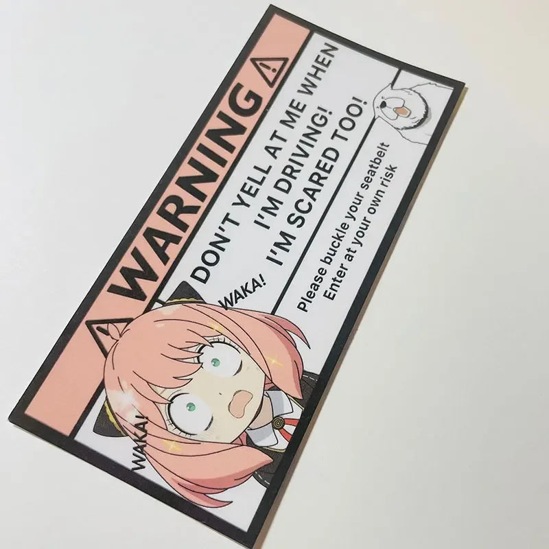 Pink Cartoon Warning Decal Sticker