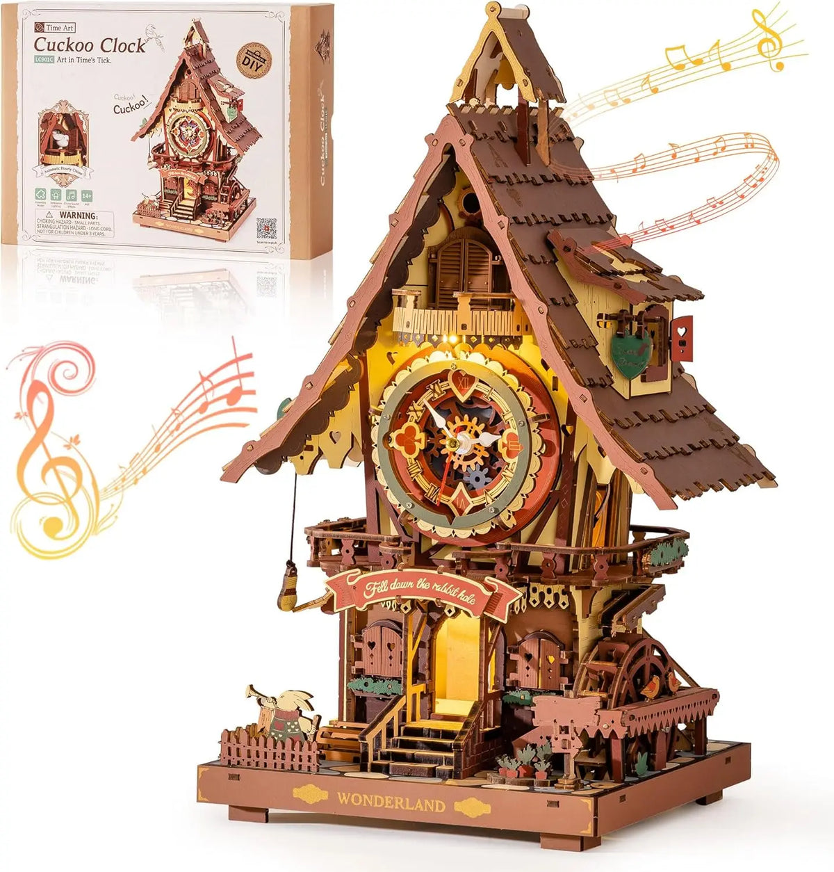 Rokr 3D Wooden Cuckoo Clock Puzzle Kit with Working Bird