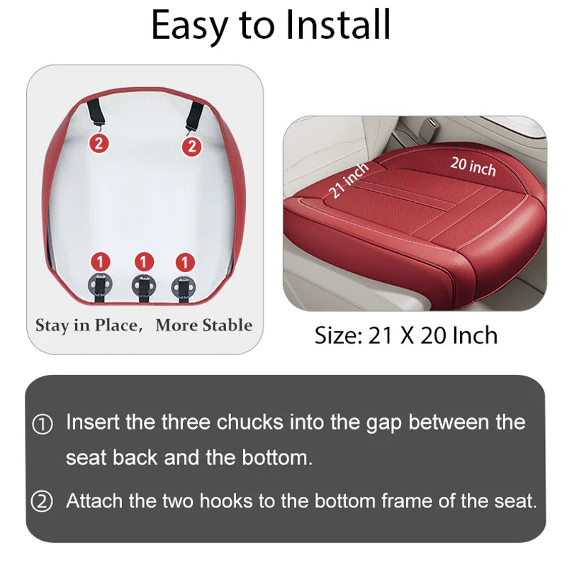 Synthetic Leather Front Car Seat Cushion with Non-Slip Back