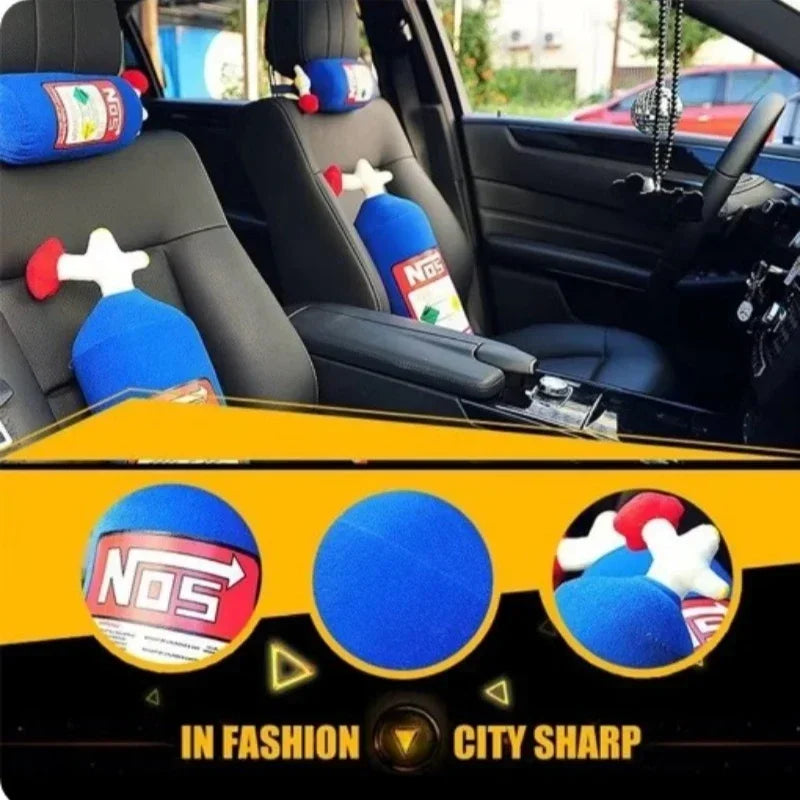 Nitrous Bottle Style Plush Car Neck Pillow and Headrest Cushion