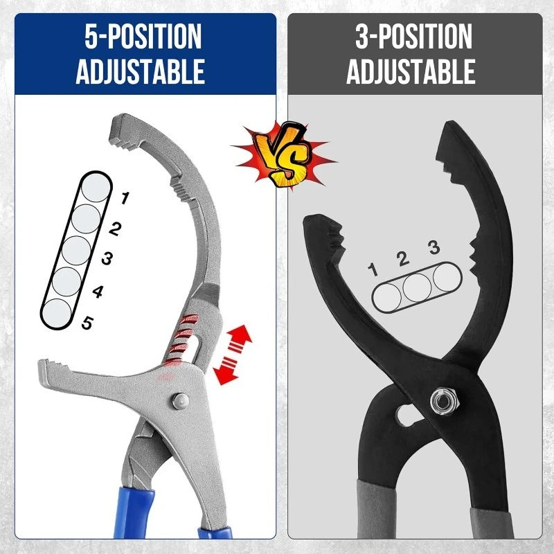 Oil Filter Wrench Set Professional 9" & 12" Adjustable Oil Filter Removal Pliers Tools Ideal for Engine Filters Cars and Trucks