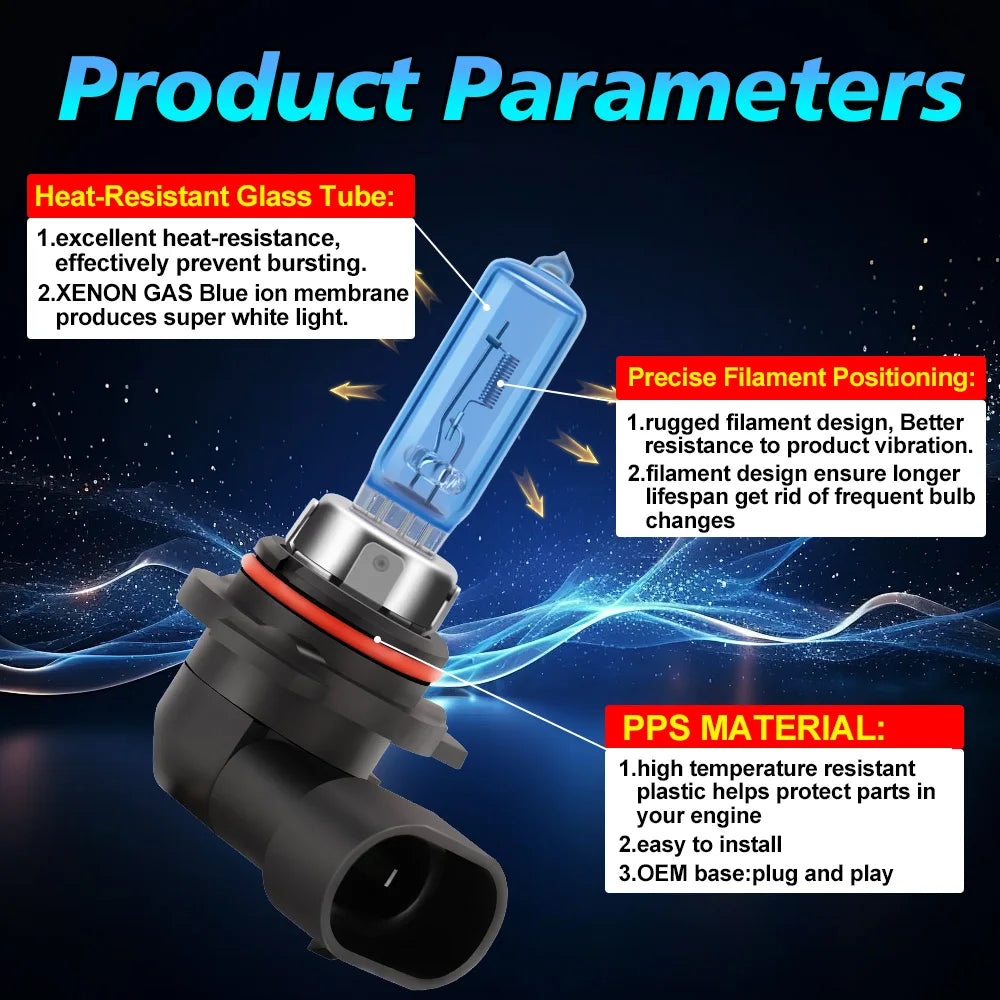 Super Bright 6000K Halogen Headlight Bulbs 100W for Cars - image 5