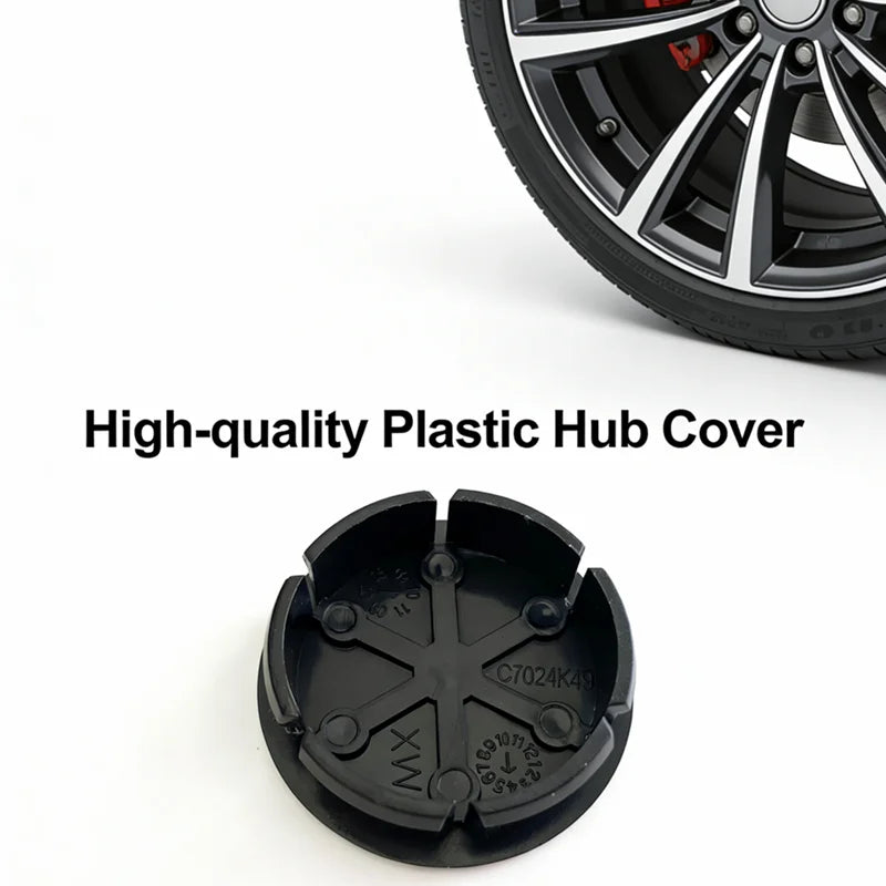 4 Pcs Black Plastic Wheel Center Caps 49mm 50mm Universal - image 4