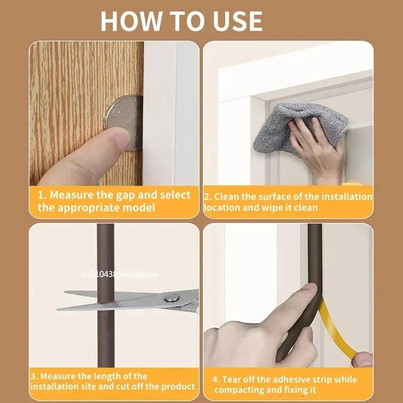 Self-Adhesive D-Shape Door & Window Weather Stripping, 5/10m